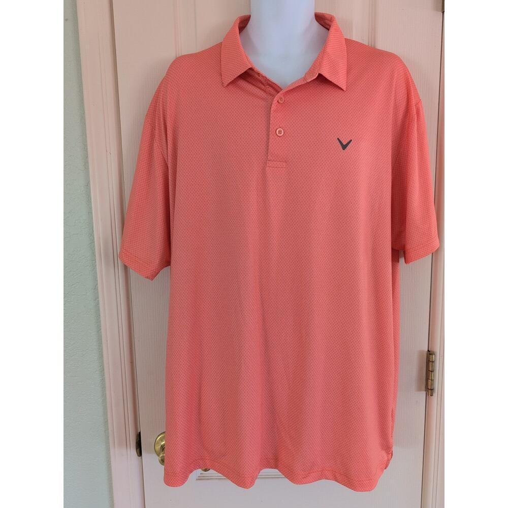 Callaway‎ Mens XXL Golf Polo Shirt Performance Coral Orange Dry Fit